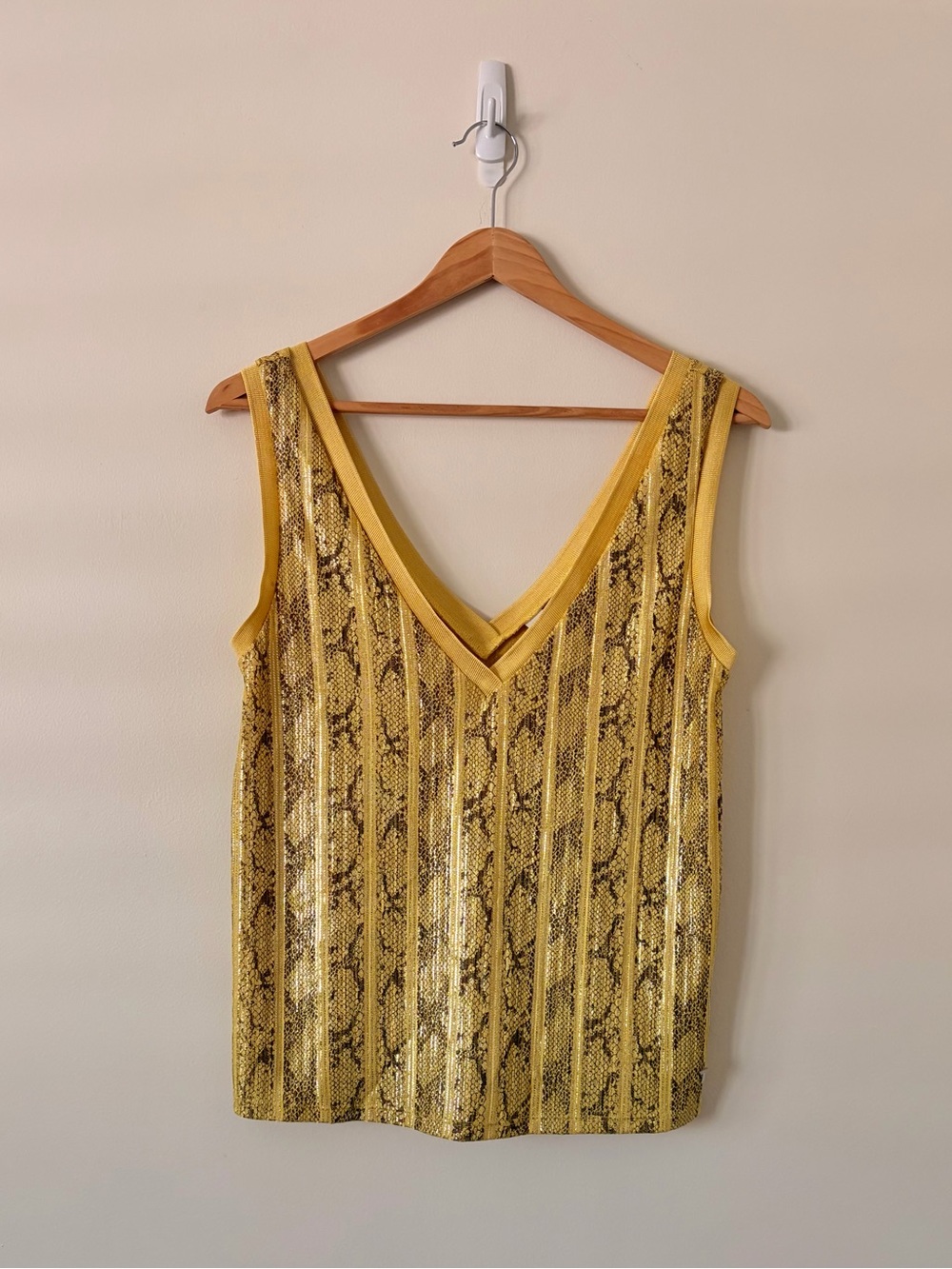 Ted Baker Yellow Snake-Print V-Neck Tank